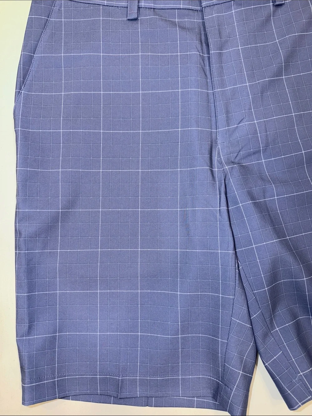 Roundtree & Yorke Blue Windowpane Flat Front Shorts